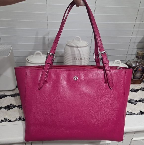 Tory Burch Pink Leather Tote Bag - Picture 1 of 12